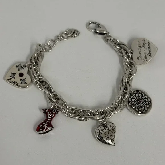 Brighton Heart of Hope Charm Bracelet Courage Love Hope Dream 7 1/2" - 8 1/2" - Picture 7 of 12